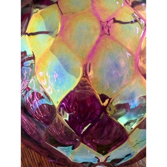 New Ornament Hand-Blown Glass Eye Studio Iridescent Purple Gold changeable Color - Picture 2 of 10
